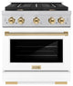 ZLINE 30" Gas Range, DuraSnow With White Matte and Gold SGRSZ-WM-30-G