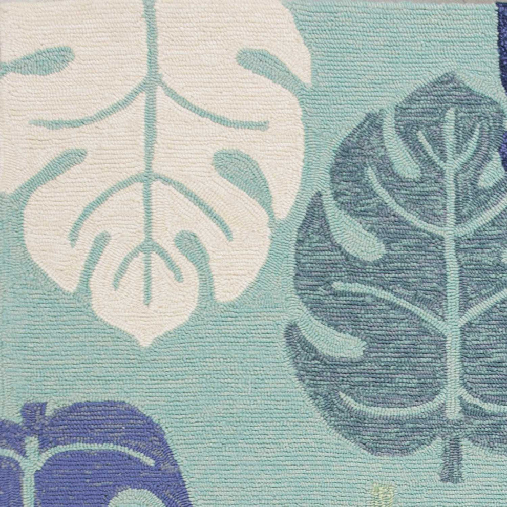 HomeRoots 7' x 9' UV treated Polypropylene Turquoise Area Rug