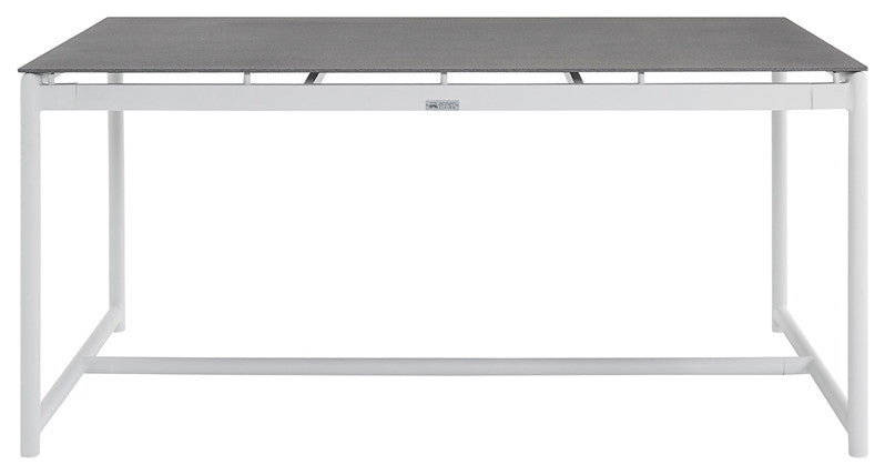 Crown White Aluminum and Teak Outdoor Dining Table With Stone Top