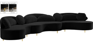 Vivacious Velvet Upholstered 3-Piece Sectional, Black