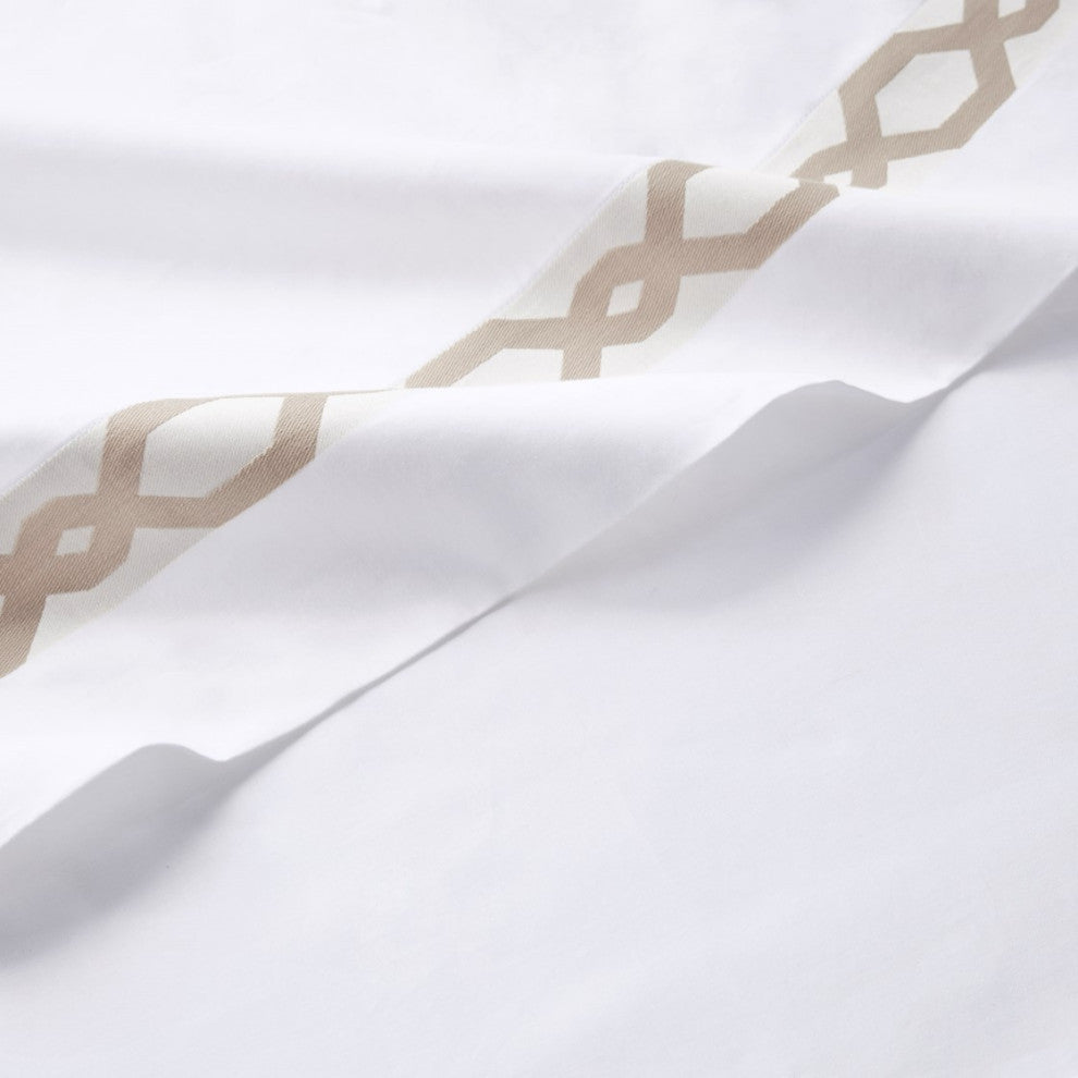 Croscill Signature Hem Sateen Weave 300TC Cotton Sheet Set, Taupe, Cal King