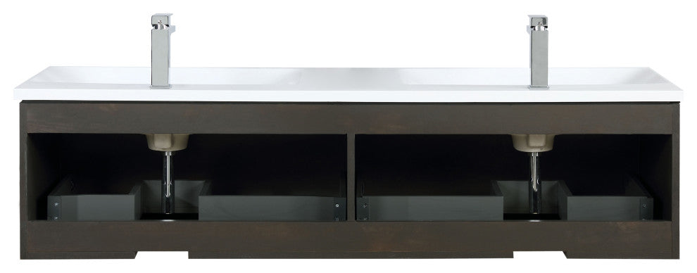 Sant 60 Iron Charcoal DB Vanity, Acrylic Top With Sinks, Gun Metal Faucet Set