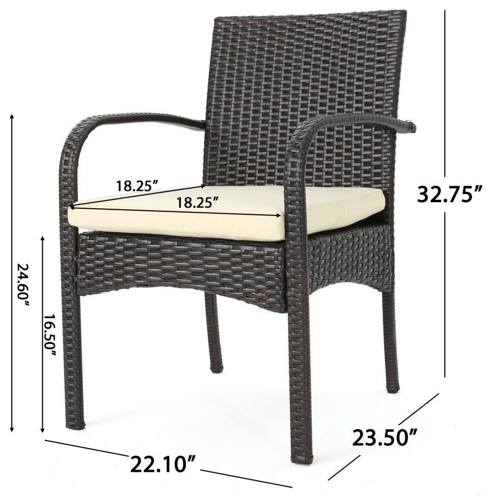 GDF Studio 3-Piece Meeker Outdoor Wicker Bistro With Cushions Set