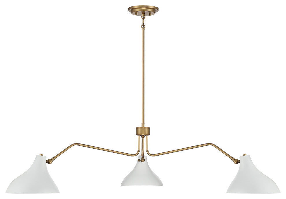 3-Light Pendant, Matte Black With Natural Brass, White With Natural Brass