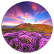 Magic Pink Rhododendron Flowers, Landscape Art Round Metal Artwork, 23"