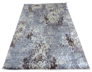 6x9 Handmade Gray Modern Abstract Oriental Rug With Silk
