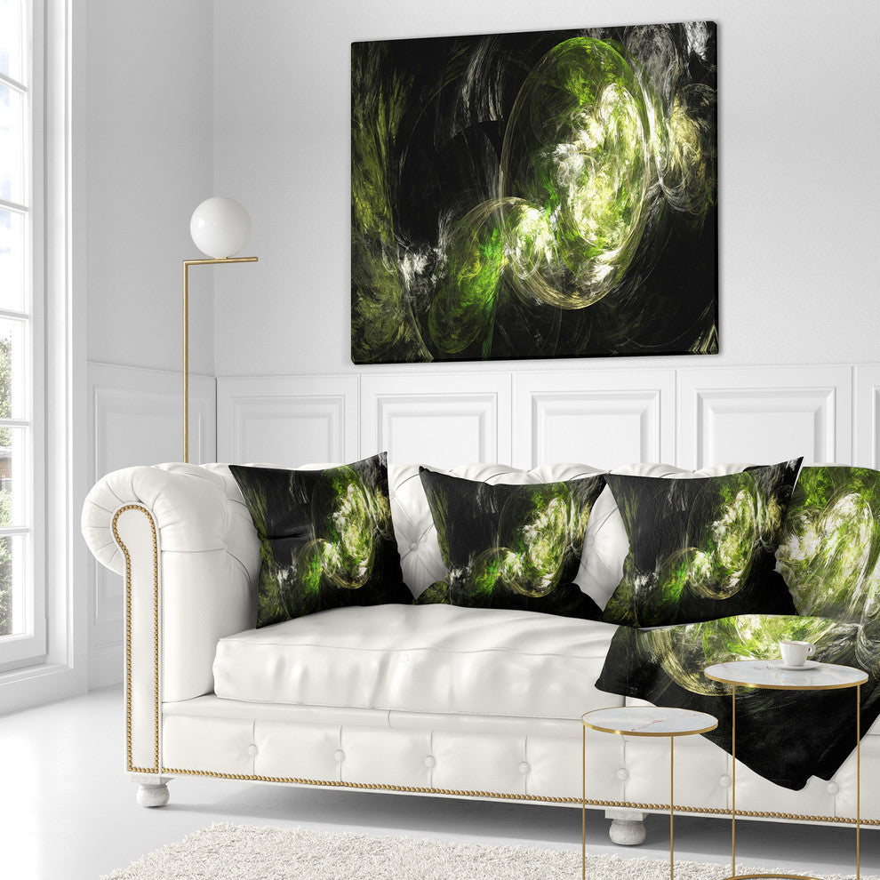 Billowing Smoke Green Abstract Throw Pillow, 16"x16"