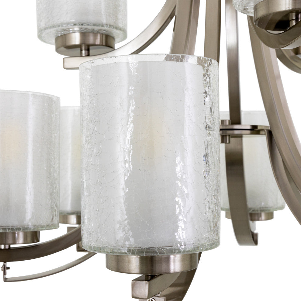 Modern Classic 9-Light Chandelier, Satin Nickel