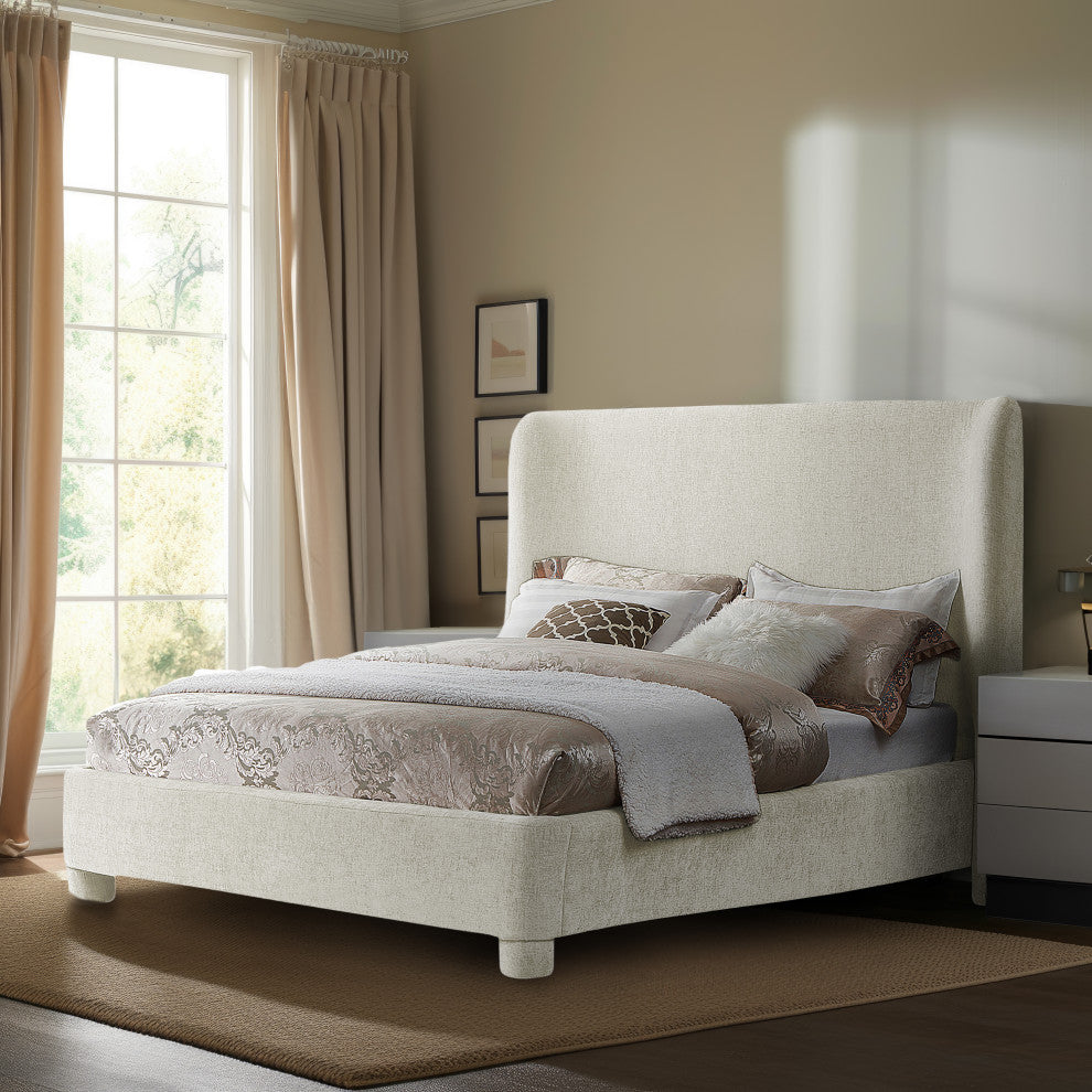 Penny Bed, Cream, King, Chenille Fabric