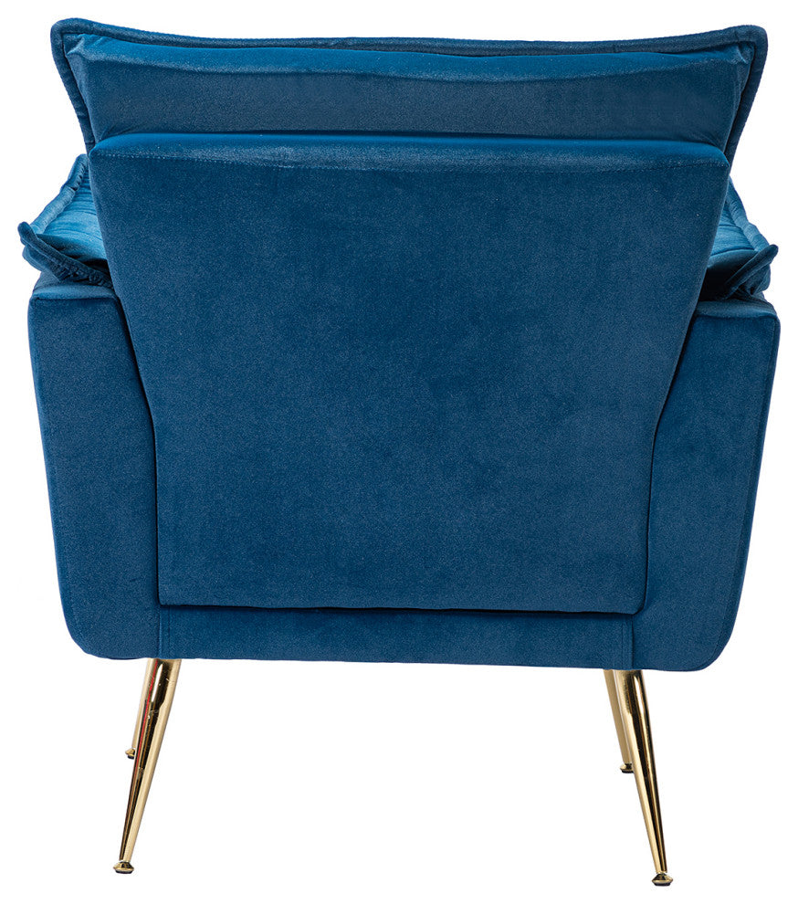 Contemporary Velvet Armchair, Navy