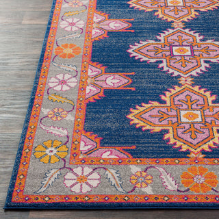 Harput Updated Traditional Dark Blue, Medium Gray Area Rug, 2'x3'