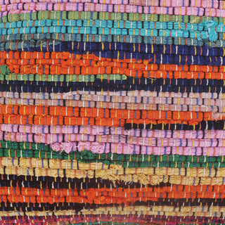 Bold Multicolored Chindi Jute Bordered Throw Pillow