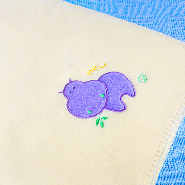 Purple Hippo - Yellow Applique Coral Fleece Baby Throw Blanket (29.5"-39.4")