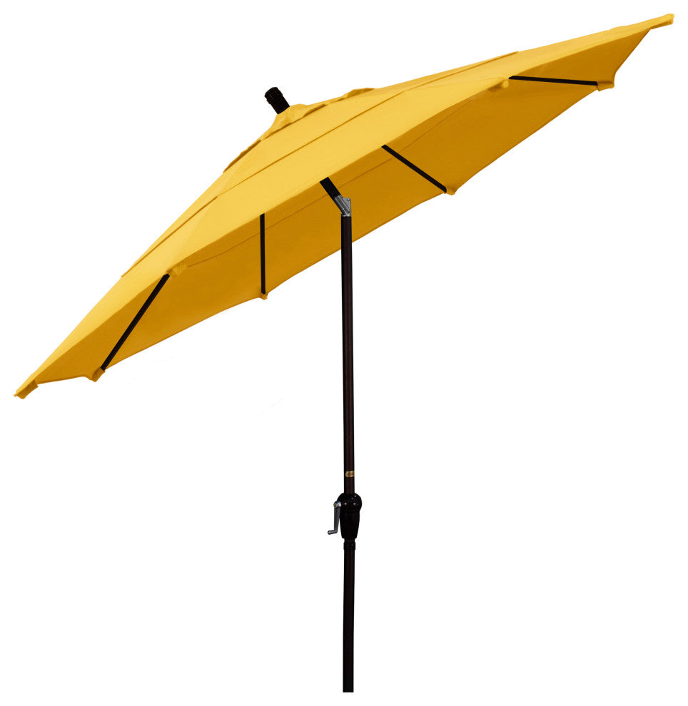 11' Bronze Auto-Tilt Crank Aluminum Umbrella, Pacifica, Yellow