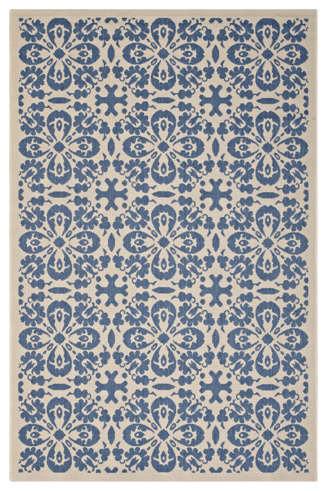 Vintage Area Rug Floor Carpet, Indoor Outdoor, Rectangular, 4x6, Blue Beige