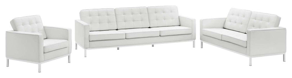Loft 3 Piece Leather Sofa Loveseat And Armchair Set
