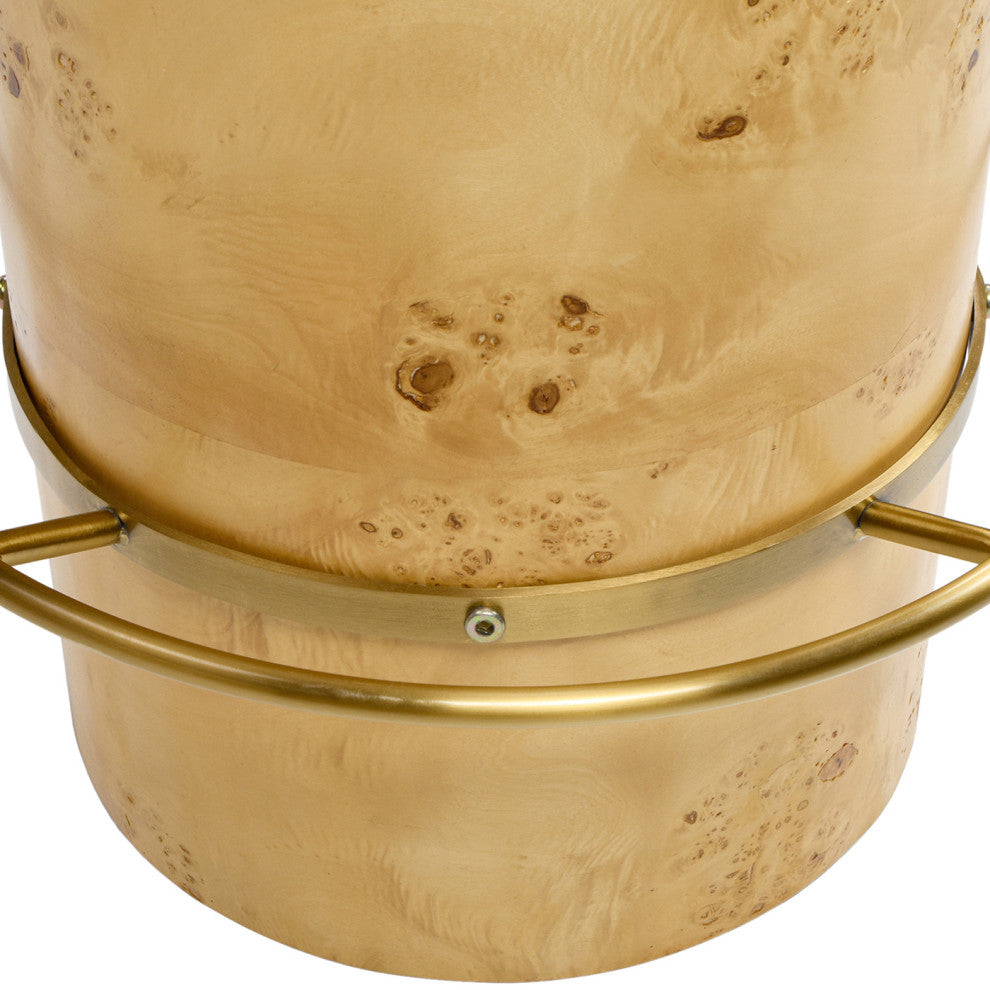 Nebula 26" Backless Round Burl Wood Counter Stool, Ivory White Boucle