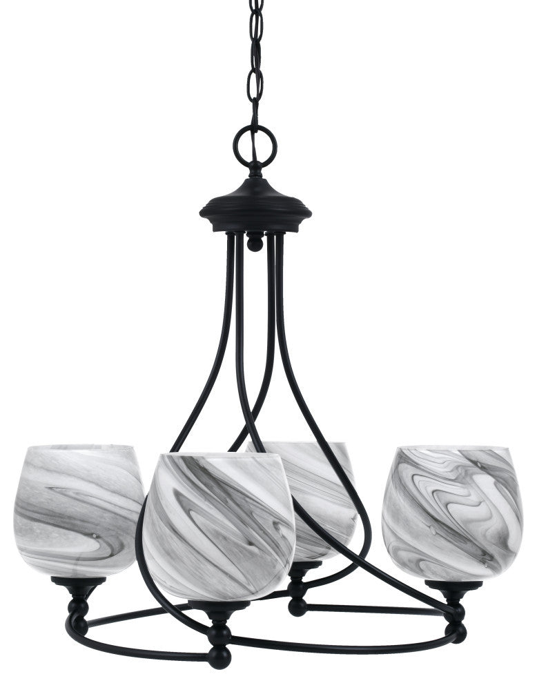 Capri 4-Light Chandelier, Matte Black/Onyx Swirl