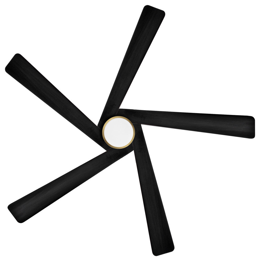 64" 5-Blade LED Ceiling Fan With Light Kit and Remote Control, Gold/Black