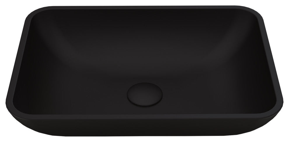VIGO Sottile 18"L x 13"W x 4"H Glass Rectangular Vessel Bathroom Sink, Black