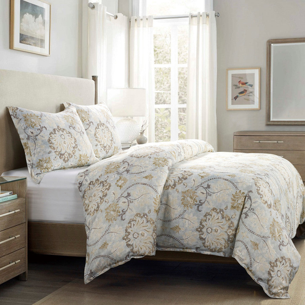 3-Piece Dalia Floral Victorian Comforter Set, Super King