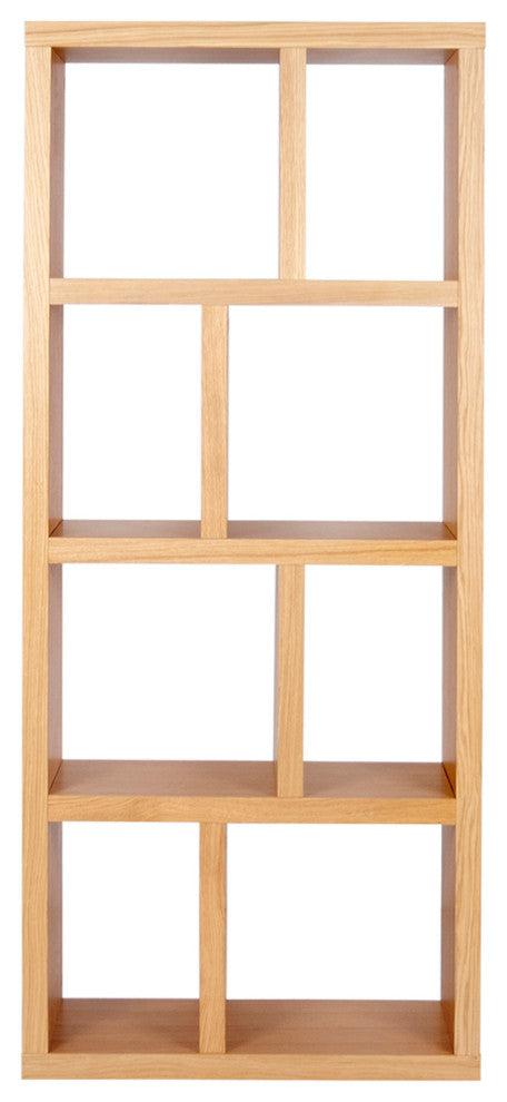 Modern Open Shelving narrow Bookcase, Oak