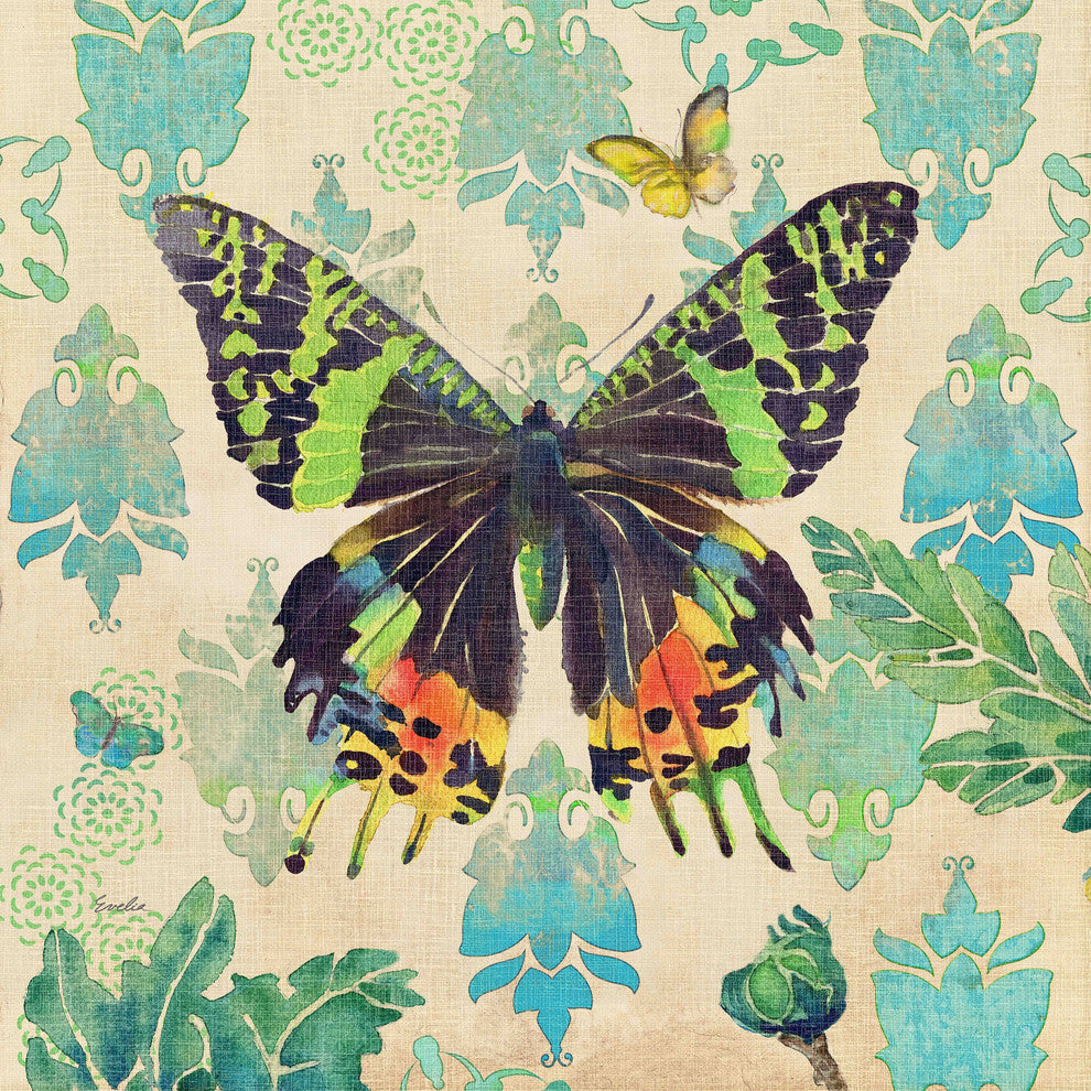 "Madagascar Sunset Butterfly 2" Painting Print on Canvas by Evelia