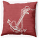 26x26" Anchored Nautical Decorative Indoor Pillow, Ligonberry Red