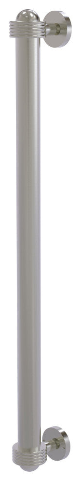 18" Refrigerator Pull With Groovy Accents, Satin Nickel