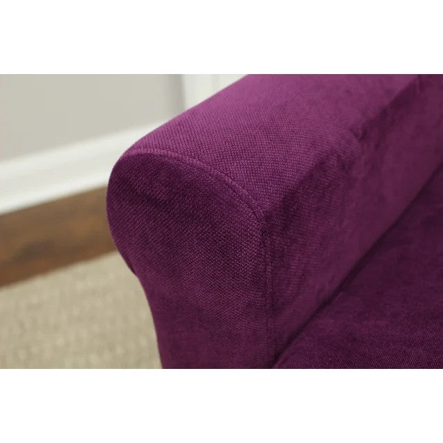 Contemporary Brown Rolled Arm Lounge Chair with Padded Upholstered Seat, Purple