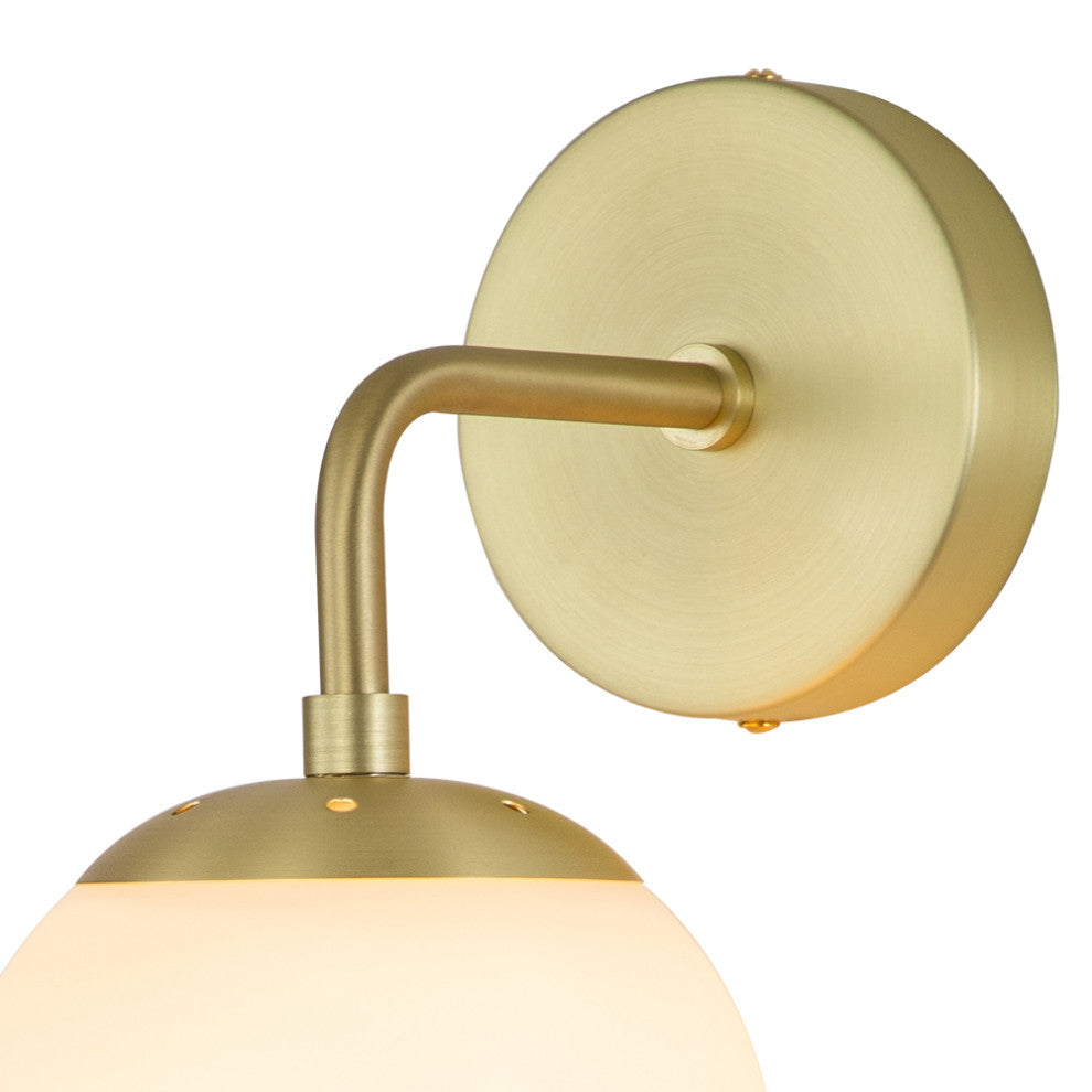 1-Light Milky Glass Globe Wall Sconce, Gold