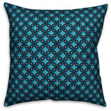Blue Floral Squares Outdoor Throw Pillow, 18"x18"