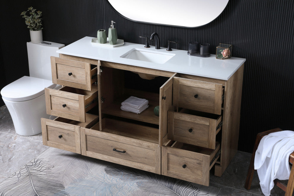 Home Living 60" SIngle Bathroom Vanity, Natural Oak