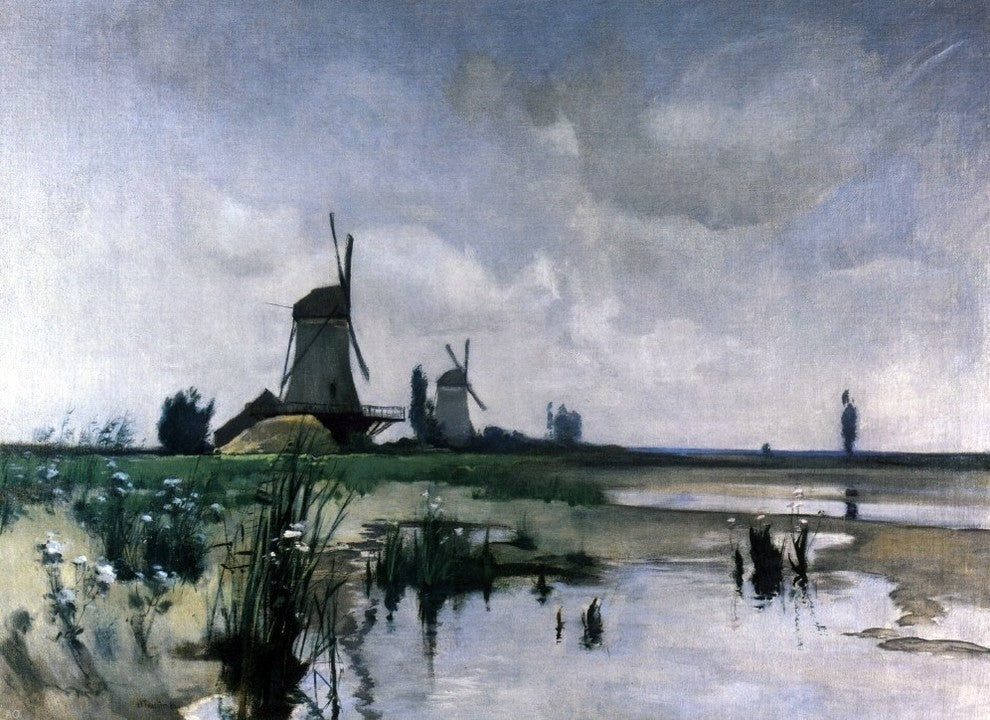 John Twachtman Windmills, 18"x27" Gallery Wrapped Canvas Print