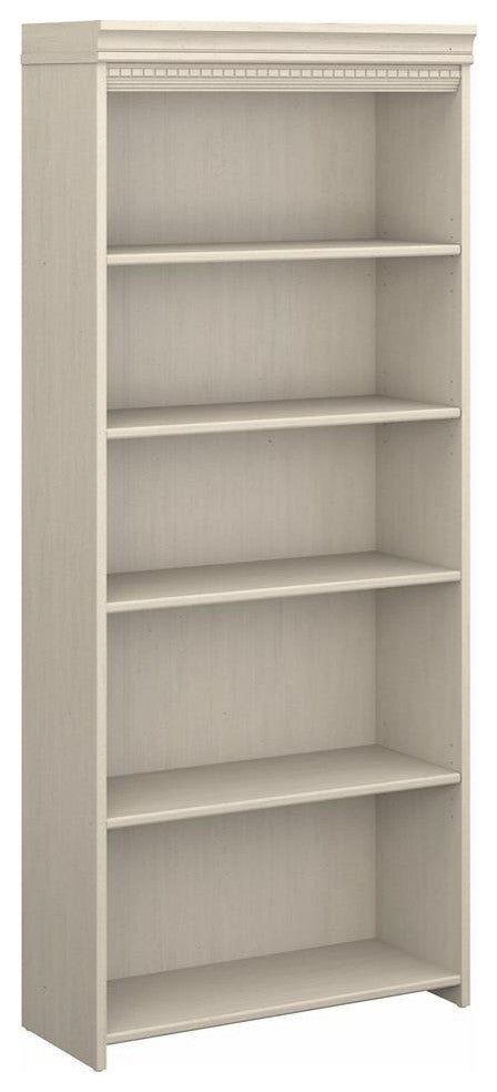 Bush Furniture Fairview Tall 5 Shelf Bookcase in Antique White