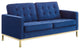 Loft Gold Stainless Steel Leg Performance Velvet Loveseat Gold Navy