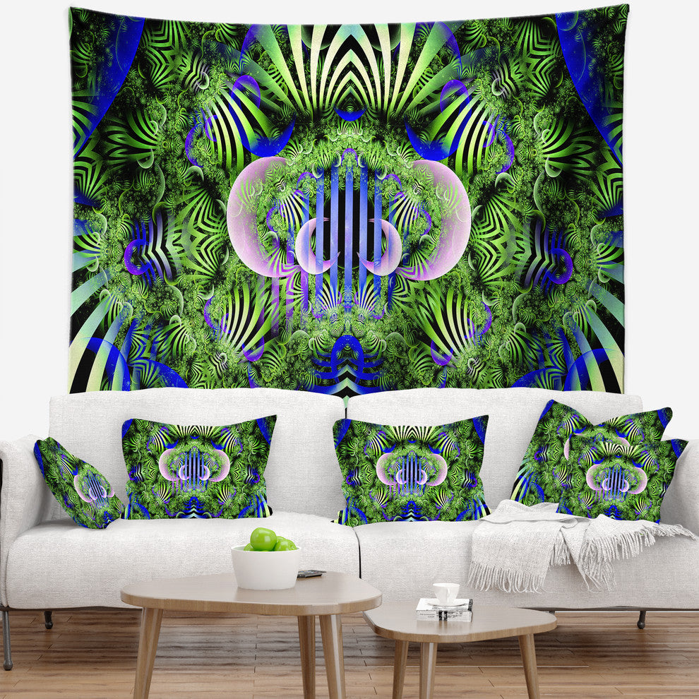 Green Magical Fairy Pattern Floral Wall Tapestry, 60"x50"