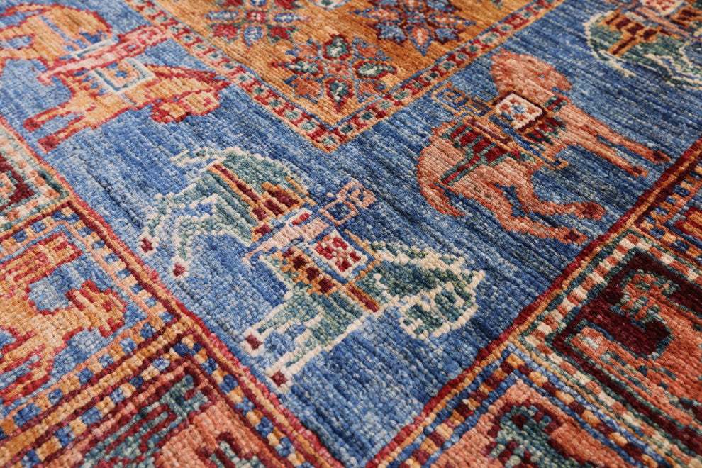 3' 3" X 5' 0" Handmade Antiqued Pazyryk Historical Design Rug Q10699