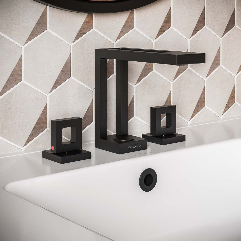 Pierre Widespread, Double Handle, Bathroom Faucet, Matte Black
