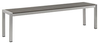 Modway Shore outdoor Patio Aluminum Bench, Silver Gray