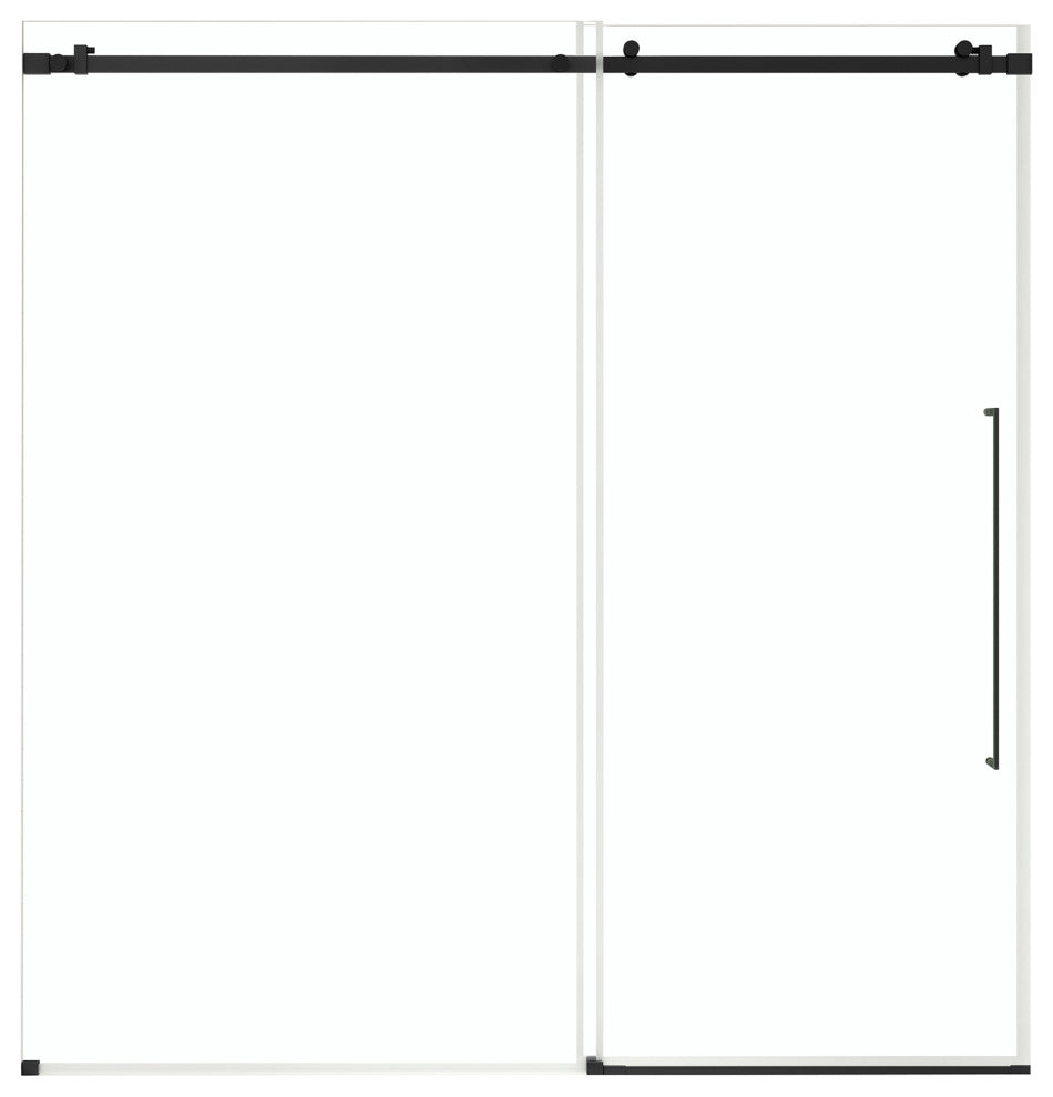 Selby Frameless Sliding Clear Alcove Shower Door, Black, 72"