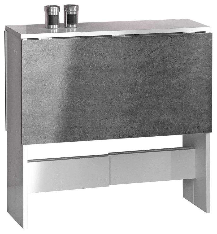 Symbiosis Papillon Foldable Dining Console Table, White/Concrete