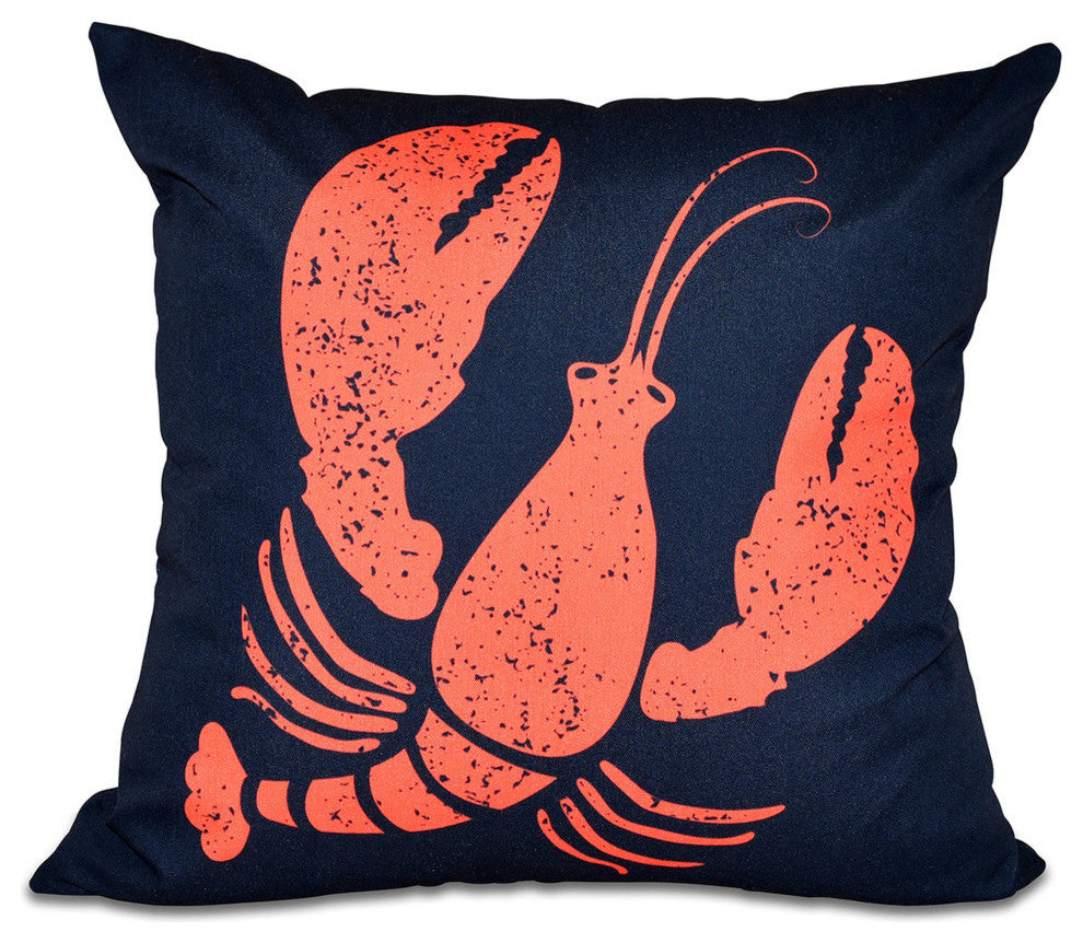 Lobster, Animal Print Pillow, Navy Blue, 26"x26"