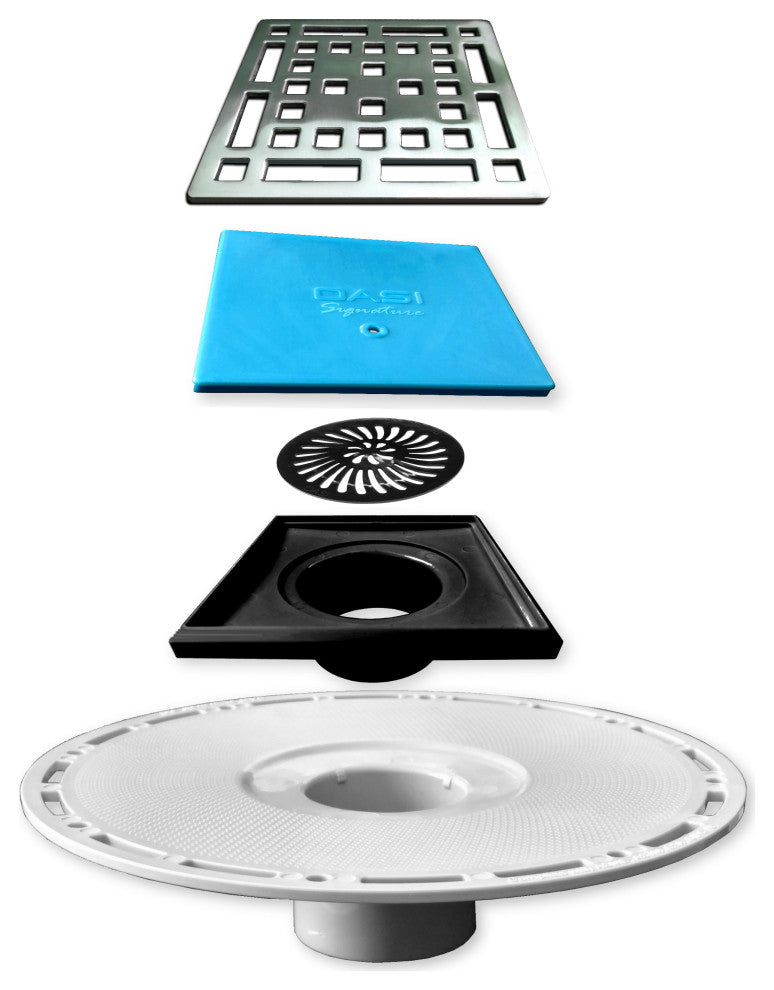 Square Shower Drain Kit - Grate and Bonding Flange - Classic, Oil Rubbed Bronze