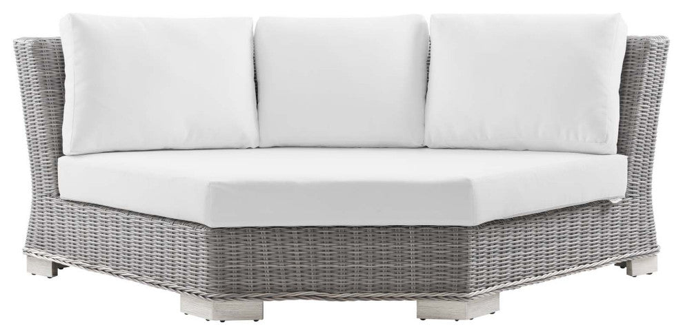 Conway Outdoor Patio Wicker Rattan Round Corner Chair Light Gray White