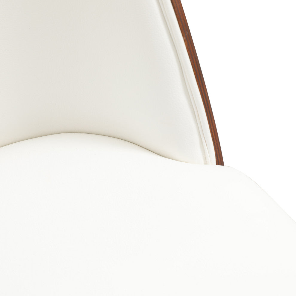 LeisureMod Tule Dining Chair with White Frame Set of 2, Walnut/White