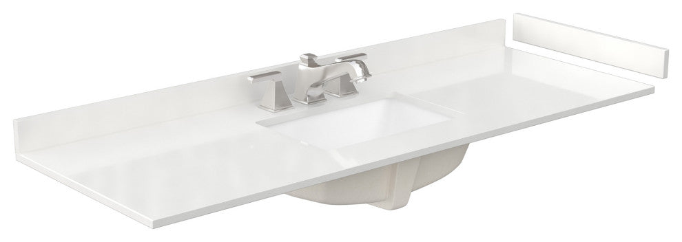 Beckett TK 60" Dark Blue Single Vanity, White Quartz Top, 3-Hole, Gold Trim