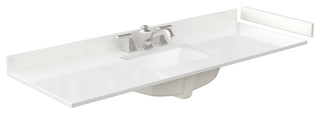 Beckett TK 60" Dark Blue Single Vanity, White Quartz Top, 3-Hole, Gold Trim