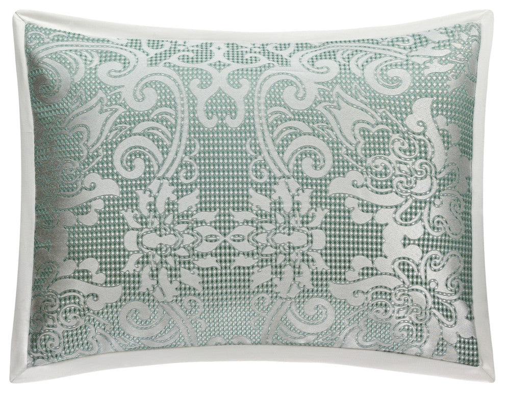 Barvina 9 Piece Damask Comforter Set, Sage, King