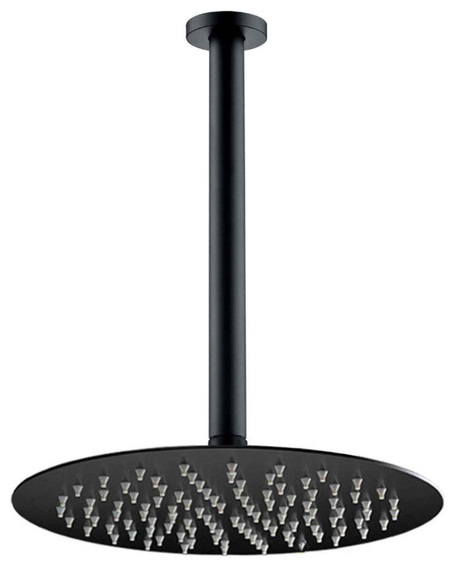Avignon Round Matte Black Shower Head Single Handle Shower Set, 8"